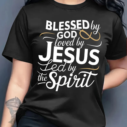 Blessed By God Loved By Jesus Women's Tee - Christian Faith Green Top