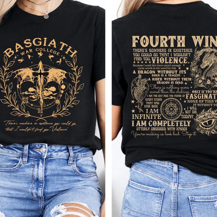 Fourth Wing T-shirt Dragon Rider T-shirt Basgiath War College Shirt The Empyrean Series Violet Sorrengail Fantasy Book