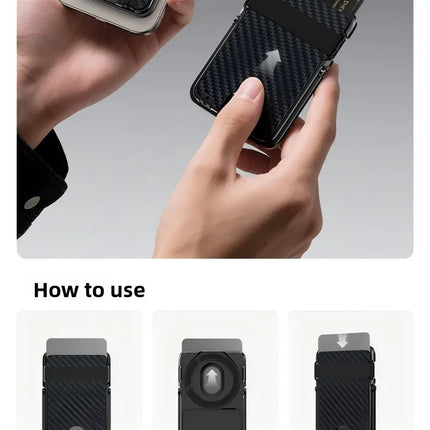 Ultra-Thin Magnetic Phone Holder with Multi-Functional Wallet Portable Double-sided Magnetic Stand with Anti-lost Hook and Strap