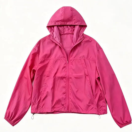 Summer Short Sunscreen Coat Solid Color Women's Outdoor Sports Breathable Loose Skin Clothes Sunscreen Clothes