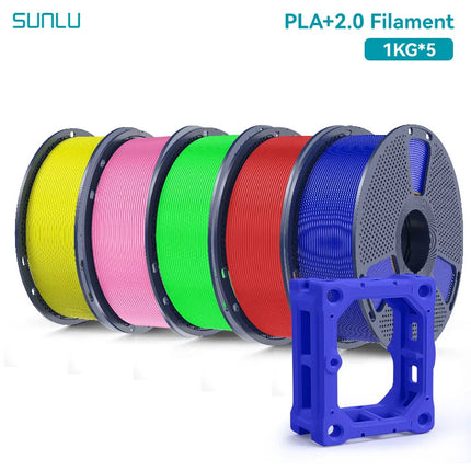 SUNLU 5KG PLA Plus 2.0 3D Printer Filament 1.75mm 1000g Spool (2.2lbs) Neatly Arranged No Knot Filament Fit Most FDM Printer