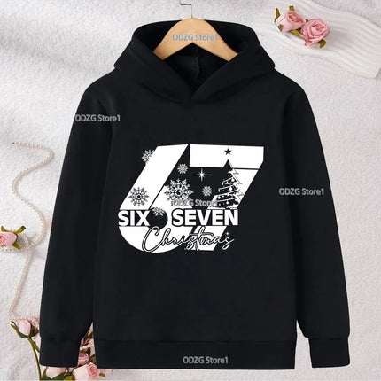 Autumn Winter Six Seven Cool Concise Print Kid Hoodies Fashion Boys Girls Long Sleeved Hooded Casual Warmer Children's Pullovers