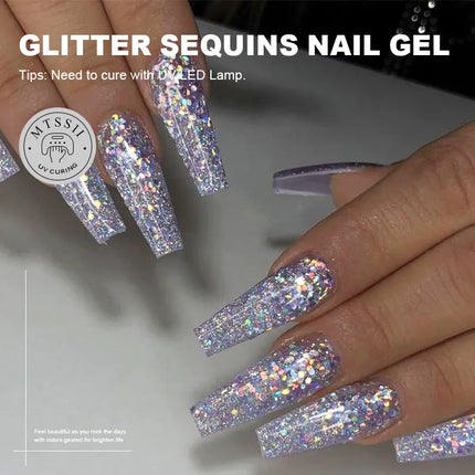 6pcs Pink Red Glitter Gel Nail Polish Set Silver Auroras Glitter Semi Permanent Soak Off UV Gel Varnish Nail Supplies DIY Decor