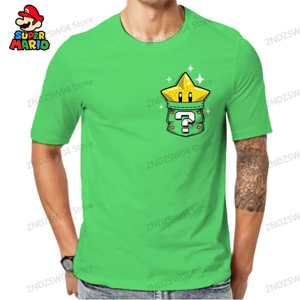 Fashion Parent-child Wear Oversize Men's Children's T-Shirt Tops 2026 Y2k Super Mario 110-6XL Streetwear Anime Mens Clothes Man