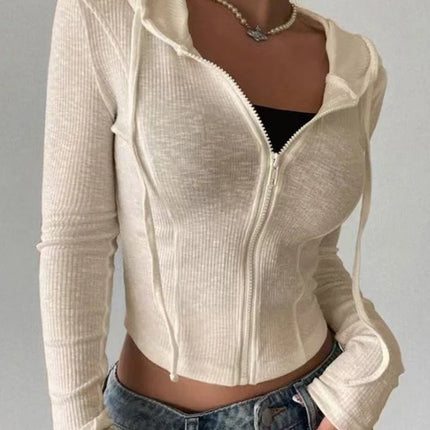 2025 autumn and winter knitted fashionable sweater, slim fit sports pullover, hooded sweatshirt, short zipper hooded jacket