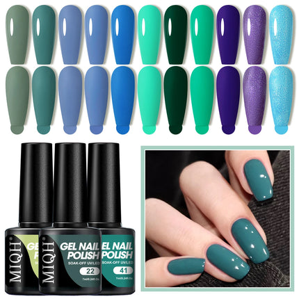 7ml Gel Polish, Blue Gel Nail Polish Fall Winter Colors Ice Blue Green Series Gel Polish Dark Blue Navy Blue Sparkle Soak Off UV