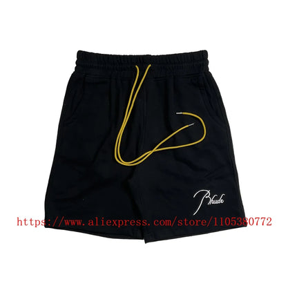2026 New  RHUDE Men's Print Casual Shorts Loose Fit Nylon Drawstring Basketball Street Beach Shorts with Pockets Fast Delivery