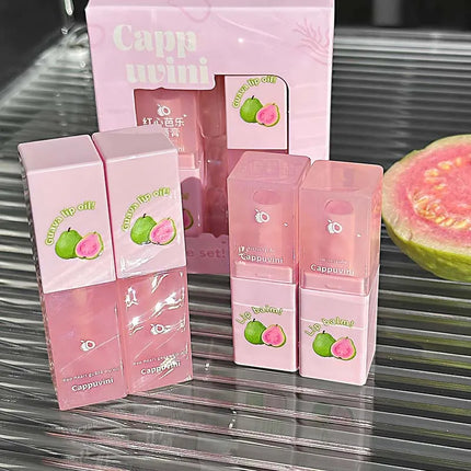 Guava Lip Care Set Fade Liplines Moisturizing Lip Balm Kit Hydrating Lip Gloss Relieve Dryness Soothing Lips Jelly Lips Mask Set