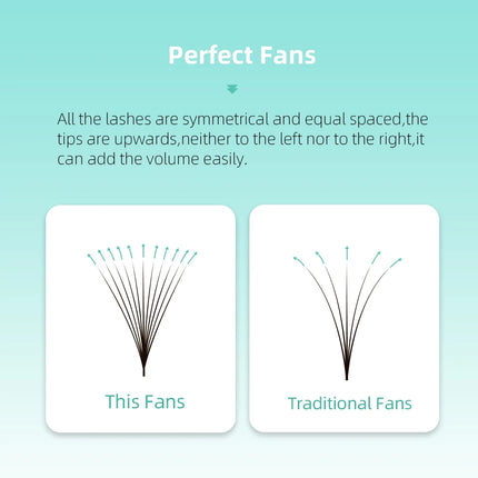 AGUUD 10 trays/lot Korea premade russian volume lashes super fans needle pointy stem narrow base promade fans eyelash extensions