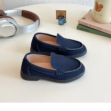 Spring Kids Loafers Suede Minimalist Trendy Unisex Boys Girls Leather Shoes Versatile Slip-resistant Solid Color Children Shoe
