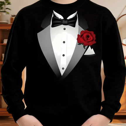 Funny Boys Sweatshirt Christmas Suit Tie 3D Print Autumn Long Sleeve Hoodies Pullover Boys Clothes Holiday Children's Clothing