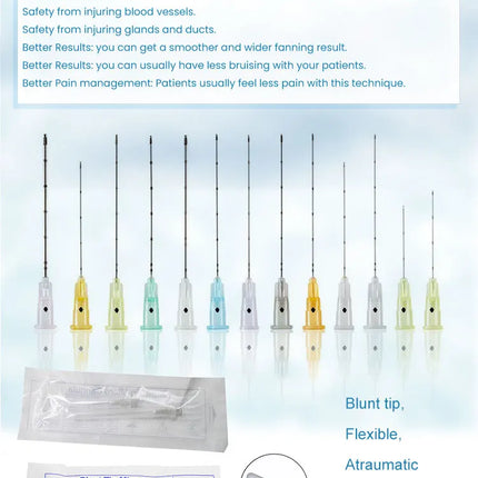 50pcs Micro Tip Blunt Cannula for Filler 18G 20G 21G 22G 23G 25G 27G 30G Disposable Sterile Nose/Lip Micro Cannula