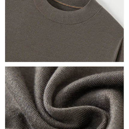 2026 Spring/Summer New Men's Short Sleeved 100% Wool T-Shirt Sweater O-neck Solid Color Loose Knit Pullover Business Casual Tops