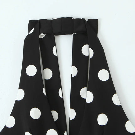 HH Summer Woman Black Polka Dot Backless Bow Decoration Halter Vest Tops Fashion Women Sleeveless Backless Sexy Tops