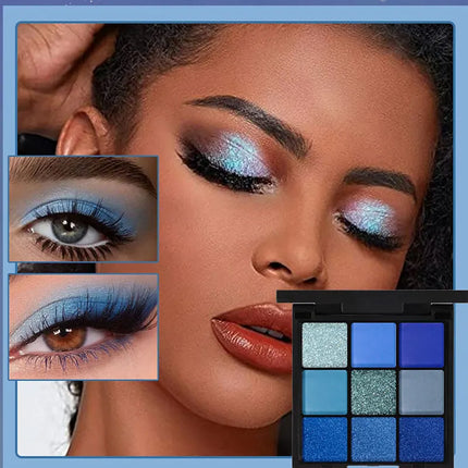 9-color Dolphin Blue Sweat-proof Natural Matte Pearlescent Glitter Eyeshadow Palette Eye Makeup for Music Festival Cosmetics
