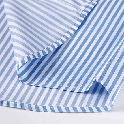 Summer New Young Men's Striped Short-Sleeved Shirt Non-Ironing Anti-Wrinkle Business Casual Fashion Breathable Trend Everything