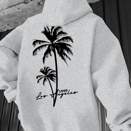 Coconut Tree Pattern Men's Fashion Printed Hooded Sweatshirt，Front and back printed hoodie, a fashionable and unique item