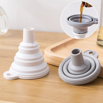 Creative Silicone Folding Funnel Retractable Household Liquid Sub-mini Funnel White Grey Funnel Kitchen Gadget