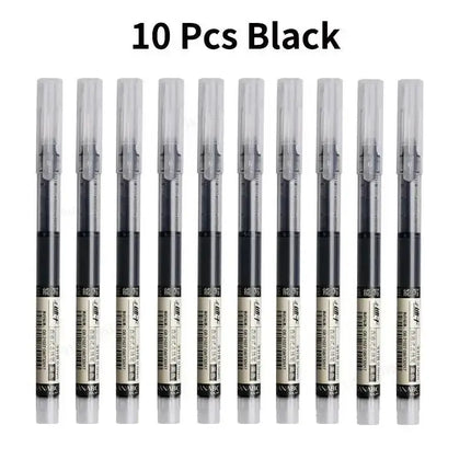 10Pcs Straight Liquid Writing Gel Pens Quick-drying Large-capacity Black Blue Ink For Writing School Office Stationery Supplies