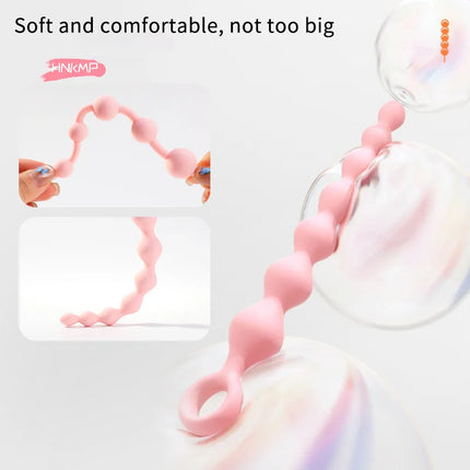 7 Balls Silicone Beads Soft Anal Plug G-Spot Stimulating Butt Plug Anal Stimulation Pull Bead Dildo Deep Anal Sex Toy