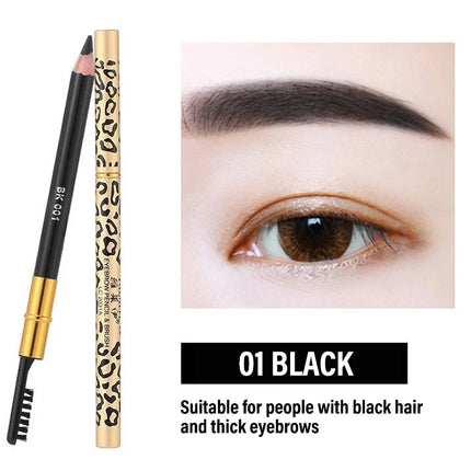 7 Colors Leopard Double Head Eyebrow Pencil Waterproof Long Lasting Brow Definer with Brush Natural Easy To Color Eye Makeup