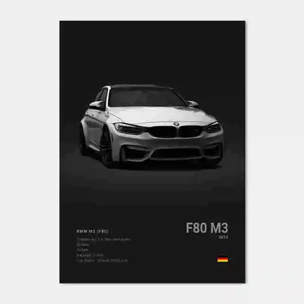 Pop Black And White Poster Wall Art Luxury Supercar F80 M3 M140 GTR HD Oil On Canvas Print Home Living Room Bedroom Decor Gift