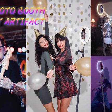 Rotating 360 Photo Booth Machine Selfie Stand App Control Freee Customize Logo With RGB Ring Light For Party Event With Case