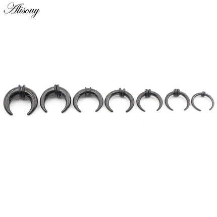 2PCS Stainless Steel C Shape Buffalo Horn Ear Taper Stretcher Expander Septum Captive Tragus Cartilage Piercing Body Jewelry