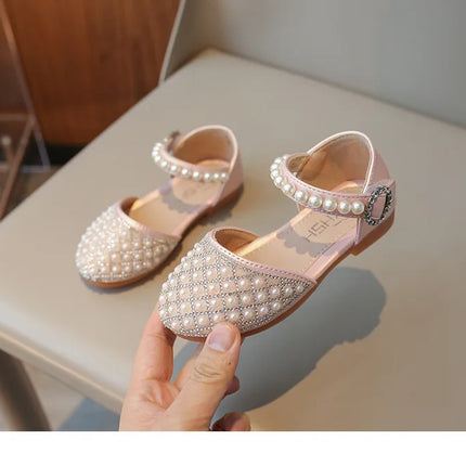 Girls LeatherShoesChildren's Crystal Shoes 2025Spring Summer New Little Girls Princess Shoes Fashion Shiny RhinestoneDance Shoes