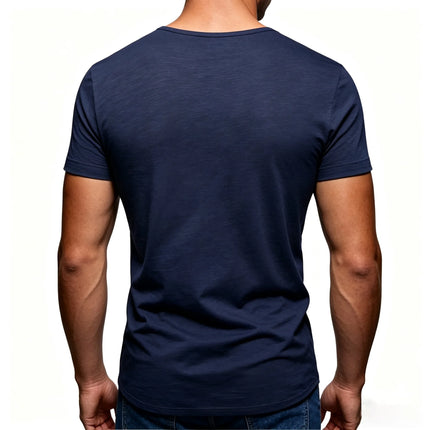 Men 100% Cotton T Shirt Casual Soft Fitness Tops Summer Thin Tee Home Clothing V-Neck Short Sleeve Black White T-Shirt for Men