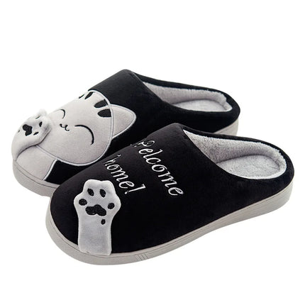 Women's Winter Home Slippers Cartoon Cat Shoes Soft Winter Warm Home Cotton Slippers Indoor Bedroom Couple Couple