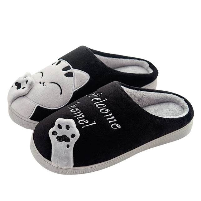 Women's Winter Home Slippers Cartoon Cat Shoes Soft Winter Warm Home Cotton Slippers Indoor Bedroom Couple Couple