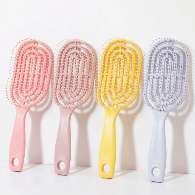 Relaxing Elastic Massage Comb Portable Hollow Comb Scalp Massage Brush Salon Styling Tool Oval Comb, Especially for Real Hair Wigs