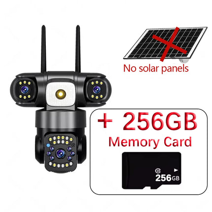 15MP IP Wifi Camera Solar Camera Outdoor 3 Lens 3 Screen 10X Zoom PIR Human Detect Cameras Night Vision CCTV Security Protection