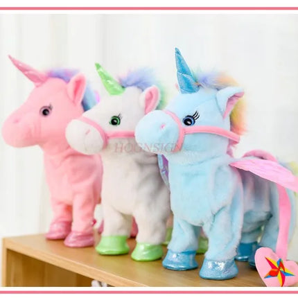 Unicorn Leading Rope Angel Horse Doll Walking Singing Electric Plush Toy Children's Gift