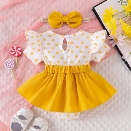 Pudcoco Baby Girls 2Pcs Summer Outfits Short Sleeve bear Embroidery Romper with Headband Set Newborn Clothes 0-18M