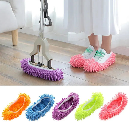 2pcs Dust Cleaner Grazing Slippers House Bathroom Floor Cleaning Mop Slipper Lazy Shoes Cover Chenille Duster Cloth