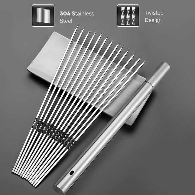 Stainless Steel Barbecue Skewer Reusable BBQ Kebab Skewers for Outdoor Camping Picnic Tools Cooking Tools 10/30Pcs