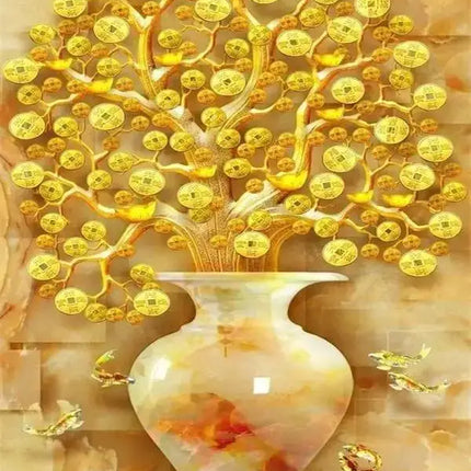 Modern Golden Fortune Money Trees Prints Canvas Wall Art Simple Landscape Poster for Living Room Home Office Decor