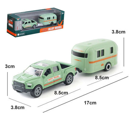 1:64 Alloy Diecast Pickup Caravan Car Model Classic Pull Back Car Miniature Vehicle Replica For Collection Gift for Kids