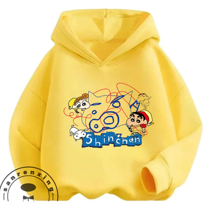 Casual Winter Kids Hoodie Cute Cartoon Hooded Trendy Street Style Wear Crayon Shin Chan Boys Girls 3 14