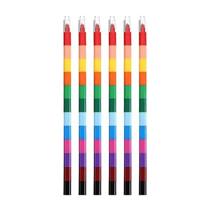 6/12pcs 12 Colors Stackable Crayons Creative Rainbow Building Blocks Coloring Oil Painting Stick Student Stationery YMY