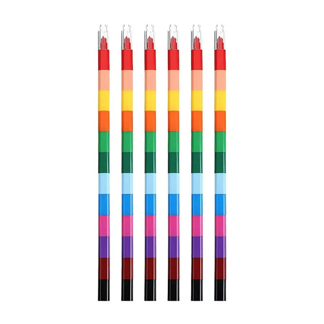 6/12pcs 12 Colors Stackable Crayons Creative Rainbow Building Blocks Coloring Oil Painting Stick Student Stationery YMY