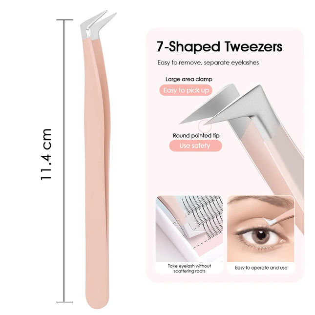New Arrival 402 Stainless Steel Lash Grafting Tools 45 Degree Non-magnetic High Precision Curved Lashes Tweezers Easy to Operate