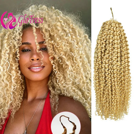613 Deep Wave Crochet Human Hair Bulk Knotless Pre-Separated Kinky Curly With String Pre-Looped Reusable Hair Extensions 14-24''