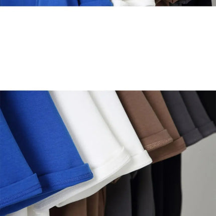 Black White GSM 500g Heavy-duty Pure Cotton T-shirt Thickened Threaded Round Neck Short Sleeves Three Needle Half Sleeve Tees