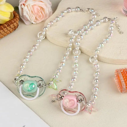 Sweet Beads Chain Pacifier Gag Collar Couple Toy Soft Silicone High-end Adult Pacifier Creating An Exclusive Luxury Leisure Time