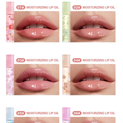 6PCS Hydrating Lip Oil Set Long Lasting Flower Jelly Gloss Non Sticky Lip Care Kit For Women Girls Kids
