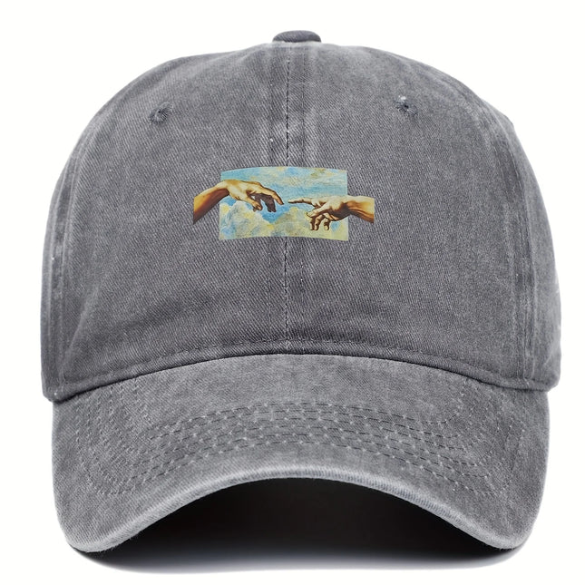 Vintage printed baseball cap, vintage and versatile for both men and women, daily casual and fashionable curved brim hat