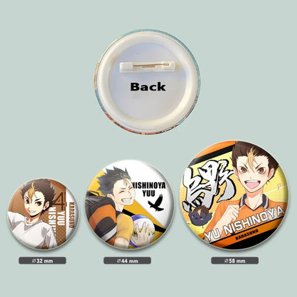 32/44/58mm Anime Haikyuu Snap-in Button Pins Figure Icon Badge  Round Handmade Brooches Breastpin for Backpack Clothes